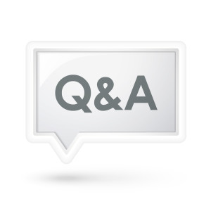 Q and A words on a speech bubble over white